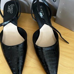 Franco Sarto Dolce Ankle Strap Women's Black Laquer Pumps, 8.5 US Worn once!